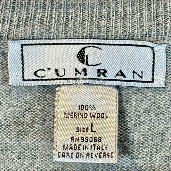 Vintage Cumran 100% Merino Wool Gray Made in Italy V-Neck Men's Sweater Large - Picture 4 of 8